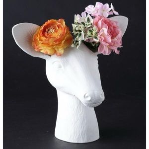 Matte White Anthropologie Deer Head Vase